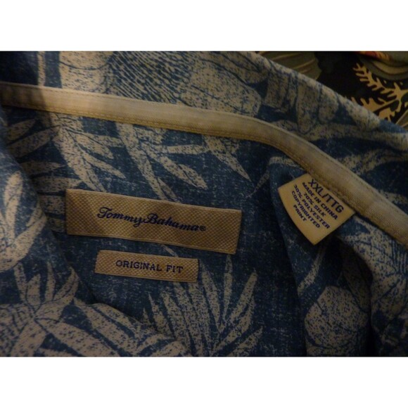 Tommy Bahama Shirt-70% Silk-Blue-Hawaiian Floral-Pocket-sz XXL - Picture 3 of 3